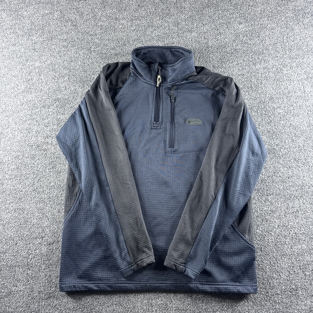 Drake Clothing Company 1/4 Zip Pullover Mens S Blue Waffle Knit Long Sleeve‎